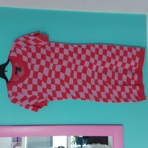Forever 21 Pink & Coral Mod Bodycon Large Sweater Dress 90s